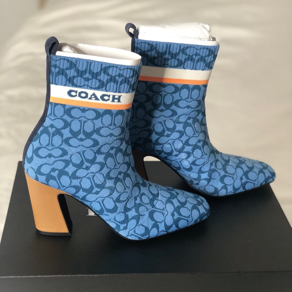 Coach Women's Tasha Logo Sock Booties (blue)